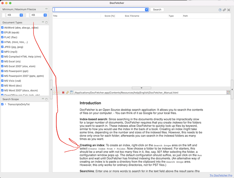 docfetcher instructions
